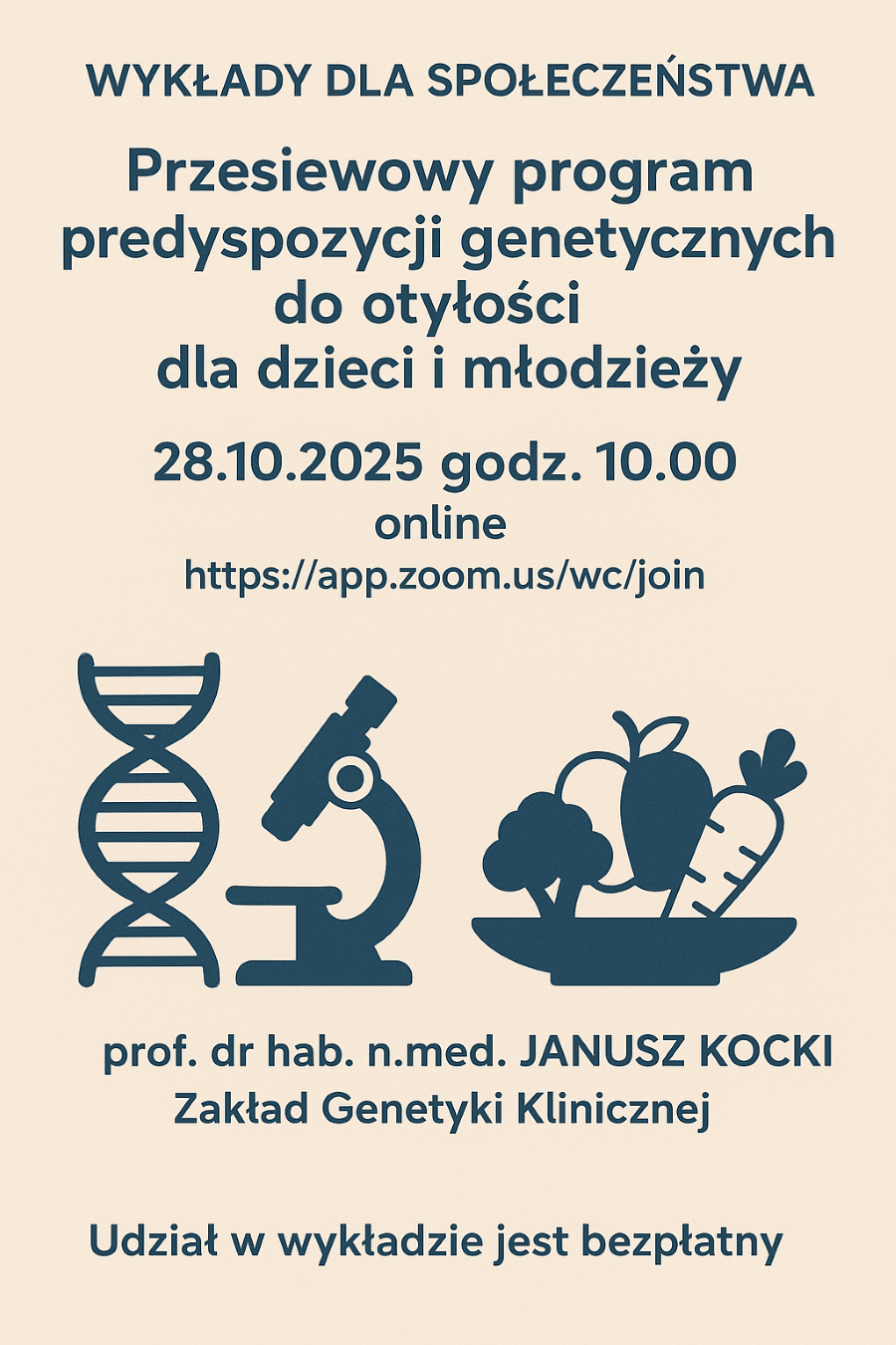 plakat zapraszający na wykłady dla społeczeństwa