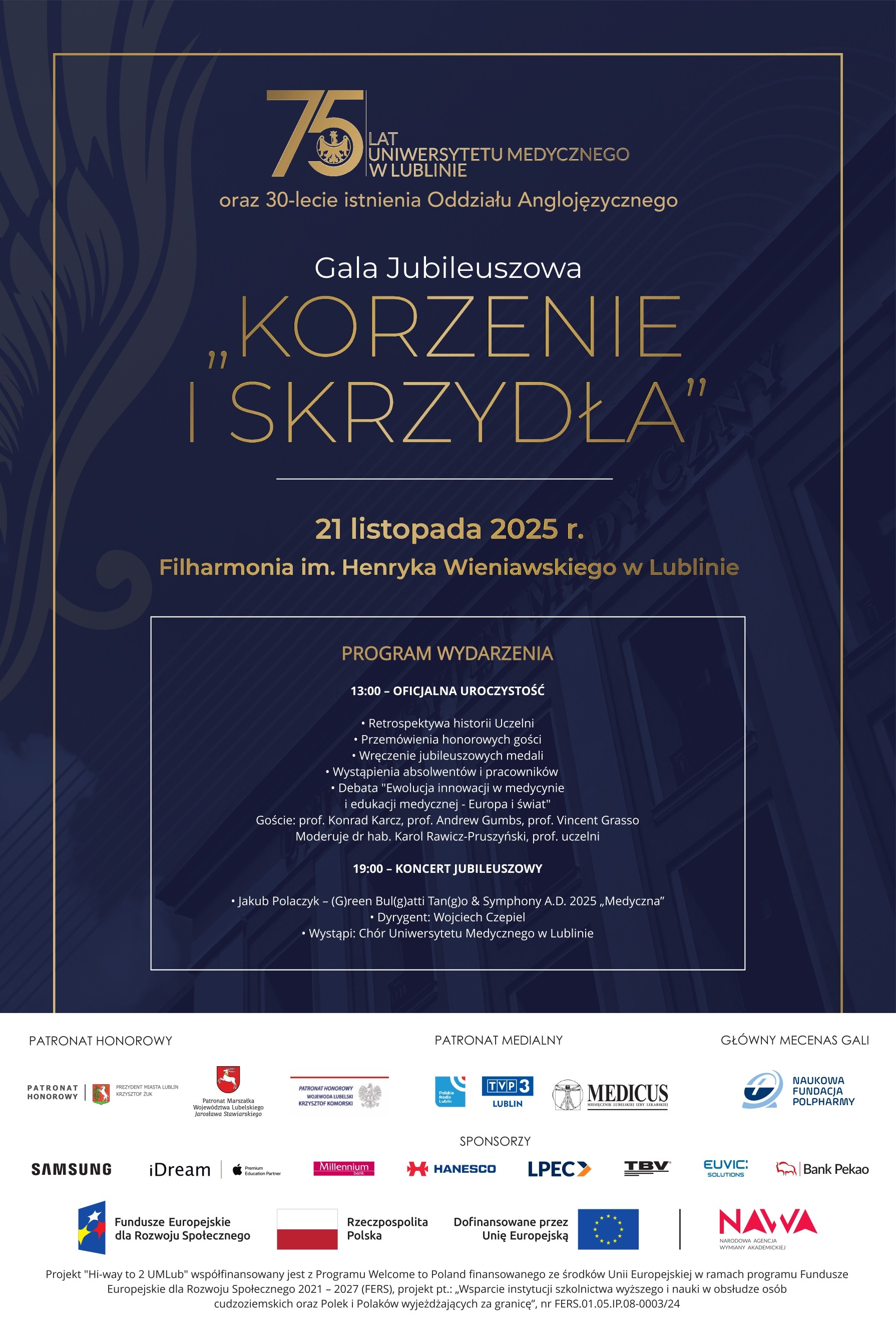 plakat gali jubieluszowej 75-lat UMLUB