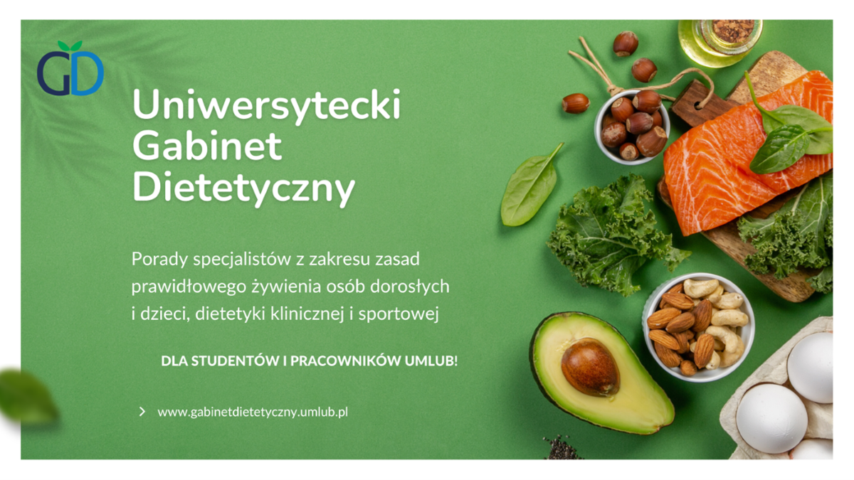 grafika: Uniwersytecki Gabinet Dietetyczny zaprasza na bezpłatne konsultacje