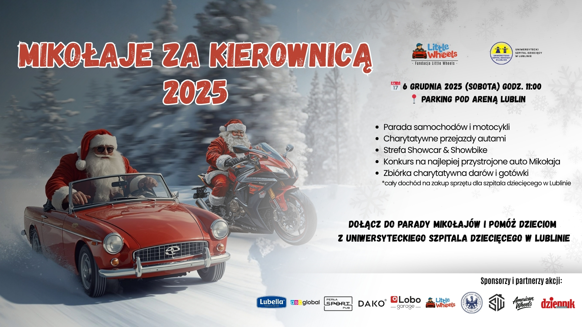Plakat informacyjny o akcji Mikołaje za kierownicą