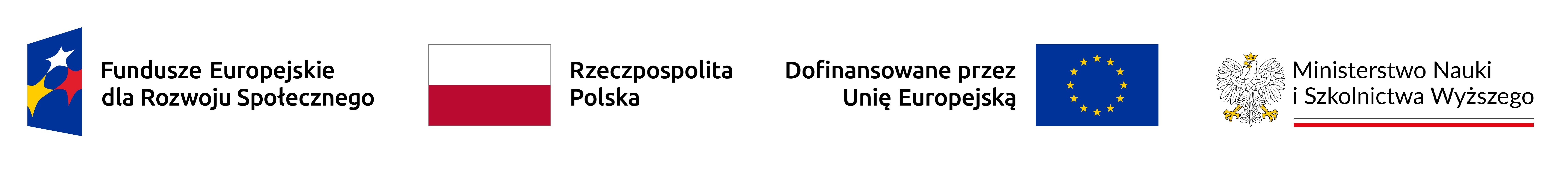 logotypy projektu: Fundusze Europejskie dla Rozwoju Społecznego, Rzeczpospolita Polska, Dofinansowane przez Unię Europejską i Ministerstowo Nauki i Szkolnictwa Wyższego