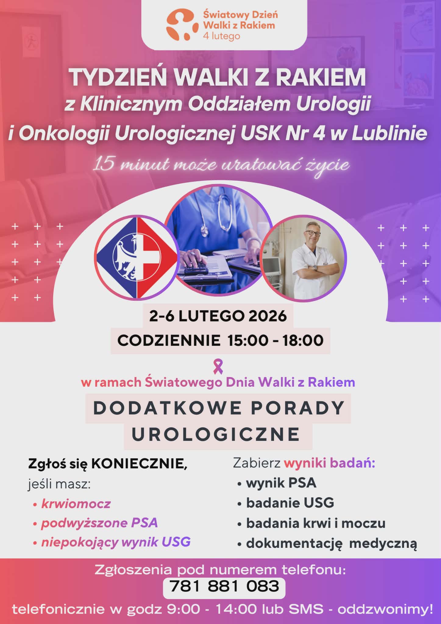 Tydzień Walki z Rakiem – akcja Klinicznego Oddziału Urologii i Onkologii Urologicznej USK Nr 4 w Lublinie 