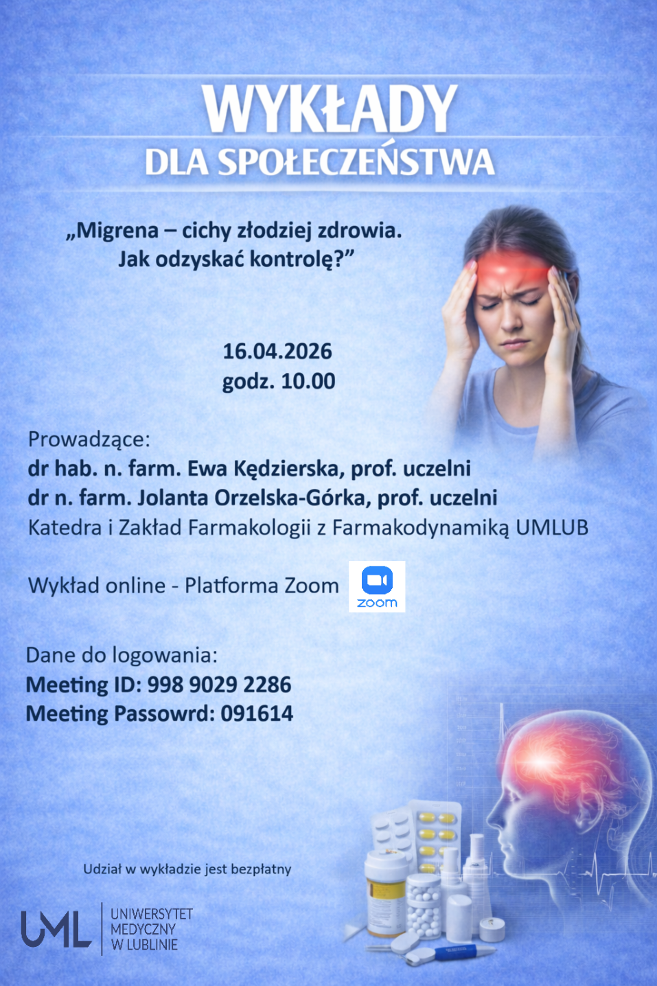 plakat informacyjny wydarzenia wykłądy dla społeczeństwa