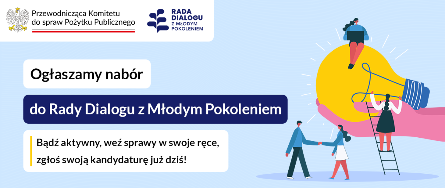 plakat promujący nabór kandydatów na członków Rady Dialogu z Młodym Pokoleniem IV kadencji