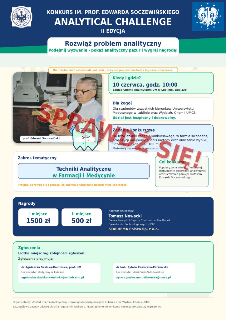 Konkurs im. prof. Edwarda Soczewińskiego „Analytical Challange” – II edycja