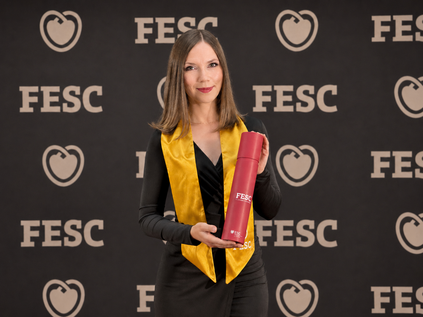 Prof. Joanna Popiołek-Kalisz podczas wręczenia tytułu  Fellow of the European Society of Cardiology (FESC)